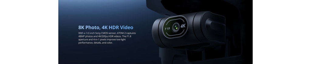 ATOM 2 Drone with 8K Camera, AI Track, 10km Video Transmission, Vertical Shooting, C0