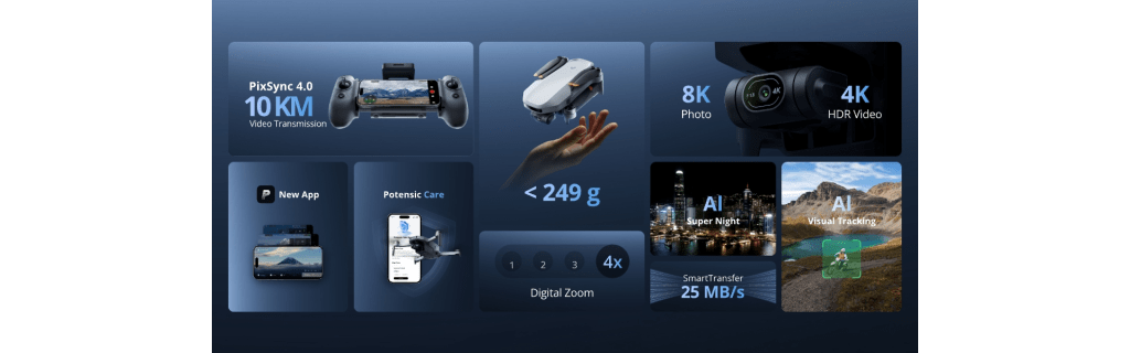 ATOM 2 Drone with 8K Camera, AI Track, 10km Video Transmission, Vertical Shooting, C0